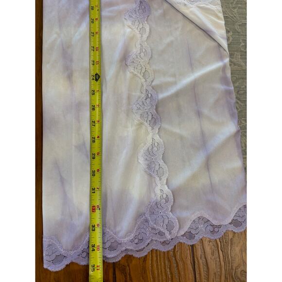 Vintage Nylon Lavender Shibori Dyed Slip Skirt with Lace Slit - Small - Picture 5 of 5